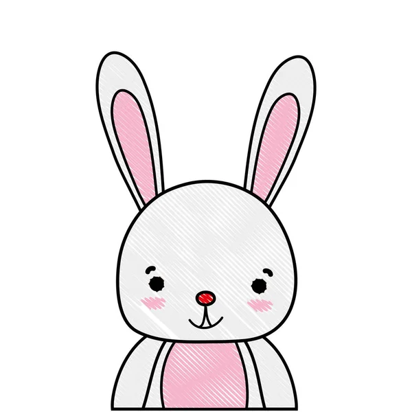 Тертый Очаровательный Счастливый Кролик Векторная Иллюстрация Диких Животных — стоковый вектор