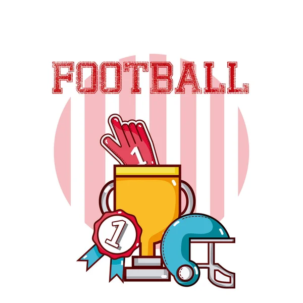 Ποδόσφαιρο Τρόπαιο Και Κράνος Διανυσματικά Εικονογράφηση Γραφιστικής — Διανυσματικό Αρχείο