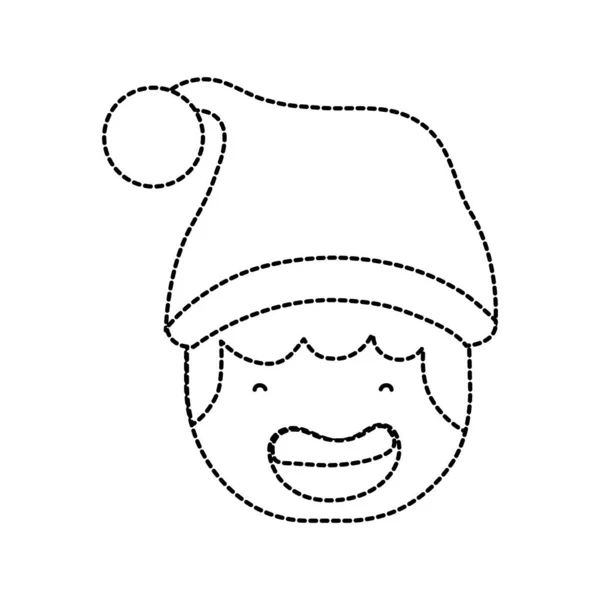Пунктирна Форма Аватара Хлопчика Голова Різдвяним Капелюхом Векторні Ілюстрації — стоковий вектор