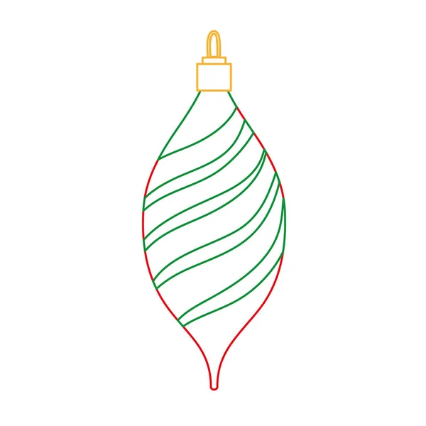 Línea Color Bola Oval Feliz Navidad Decoración Vector Ilustración — Archivo Imágenes Vectoriales