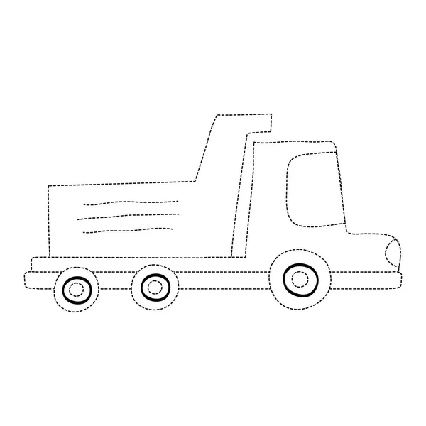 Dotted Shape Dump Truck Industry Contruccion Vehicle Vector Illustration — Stock Vector