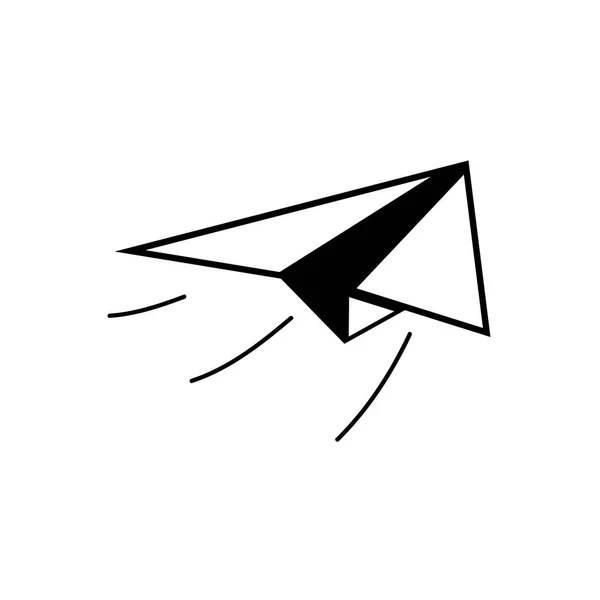 Contour Vliegtuig Papier Vlieg Naar Origami Play Vectorillustratie — Stockvector