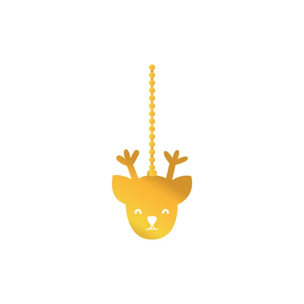 メリー クリスマスの装飾に掛かる金トナカイ頭ベクトル イラスト — ストックベクタ
