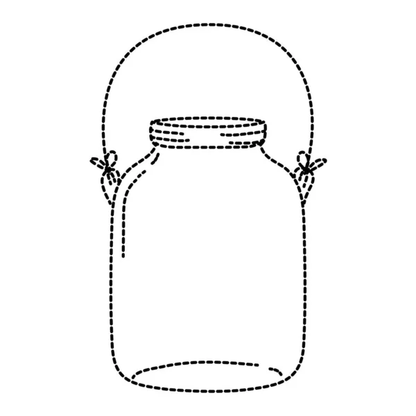 Forme Pointillée Milieu Maçon Verre Avec Fil Poignée Vectoriel Illustration — Image vectorielle