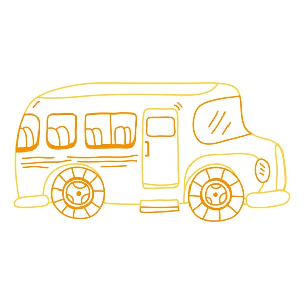 Línea Color Vehículo Escuela Autobús Educación Transporte Vector Ilustración — Vector de stock