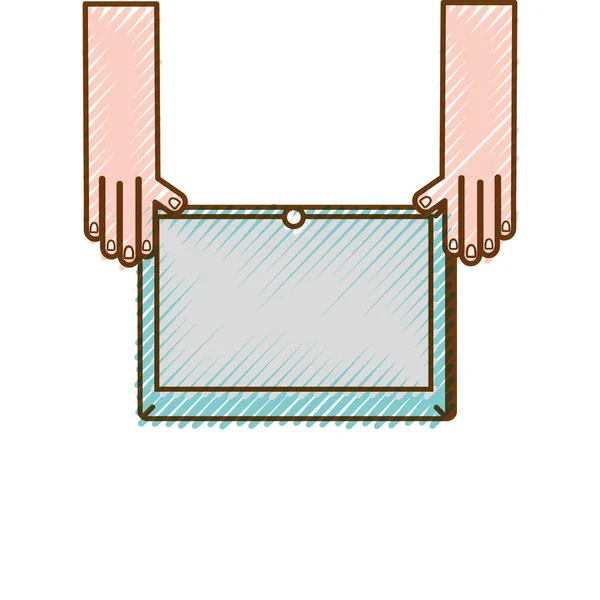 Mains Râpées Avec Écran Tablette Technologie Objet Vecteur Illustration — Image vectorielle