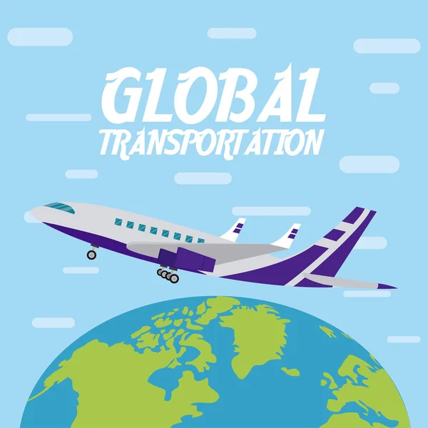 Avion Décollant Monde Vectoriel Illustration Graphique — Image vectorielle