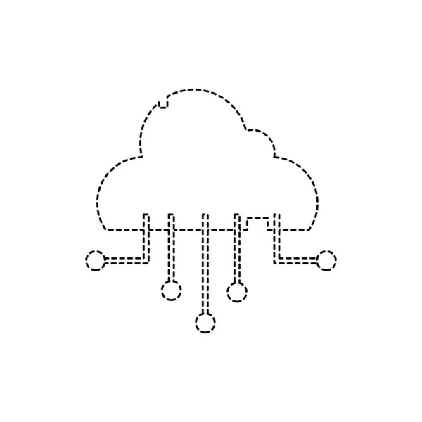 Forma Punteada Nube Datos Conexión Red Servidor Vector Ilustración — Vector de stock