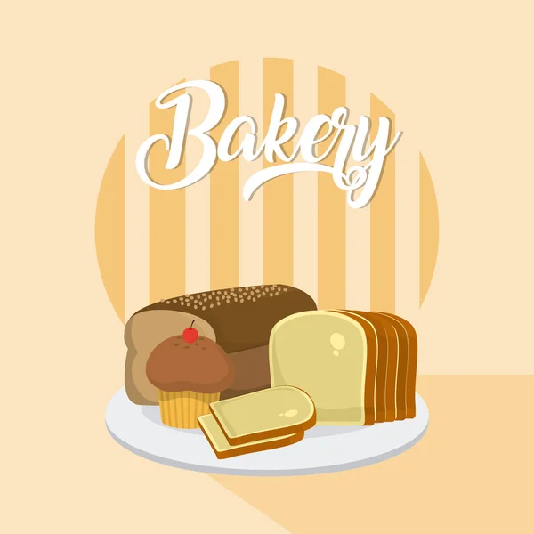 Delicious Bakery Bread Desserts Delicious Fresh Bakery Dish Vector Illustration — Stock Vector