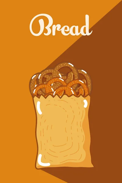Brot Beutel Über Bunten Hintergrund Vektor Illustration Grafik Design — Stockvektor