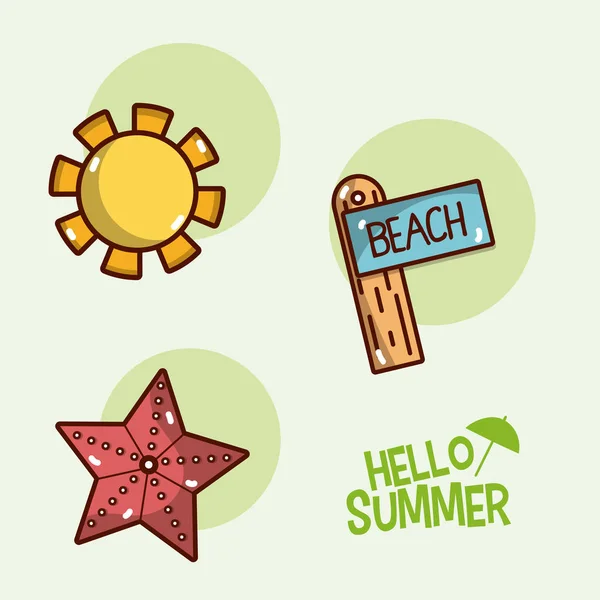 Summer Set Icons Vector Illustration Graphic Design — Stock Vector