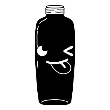 siluet komik mason cam kawaii karikatür vektör çizim