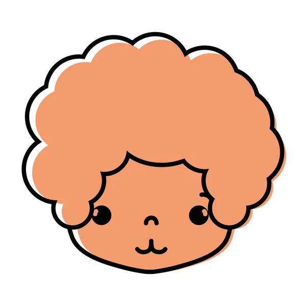 Couleur Garçon Tête Avec Des Cheveux Bouclés Illustration Vectorielle Visage — Image vectorielle