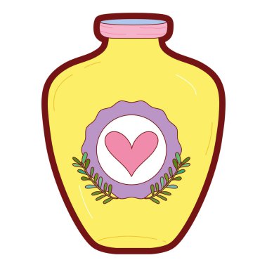 renk mason kavanoza kalp etiket ve dalları stil vektör çizim ile satır