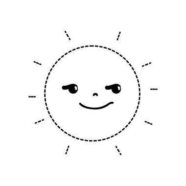 noktalı şekil rogue ve sevimli güneş kawaii hava vektör çizim