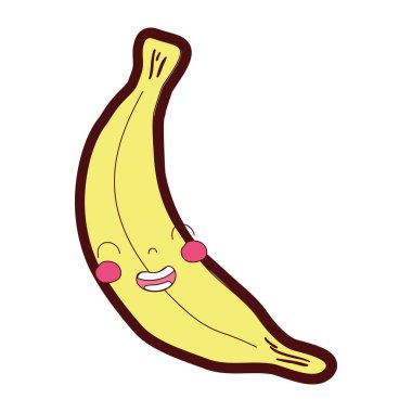 çizgi renk sevimli muz kawaii gülümseme meyve vektör çizim