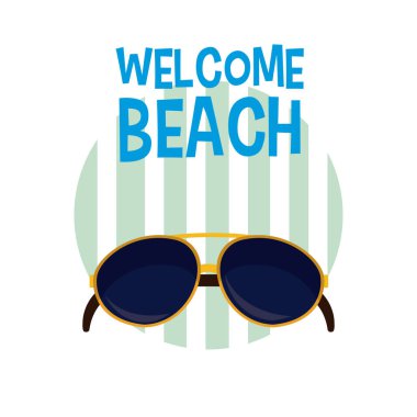 Güneş gözlüğü karikatürler vektör çizim grafik tasarım ile hoş geldiniz beach