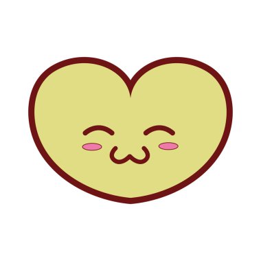 çizgi renk sevimli kalp kawaii karakter tasarım vektör çizim