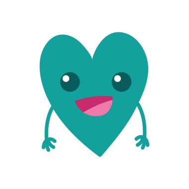 renkli sevimli mutlu kalp kawaii silah vektör çizim ile