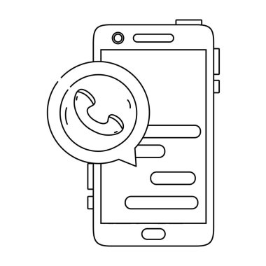 satır smartphone sohbet kabarcık telefon işareti vektör çizim ile