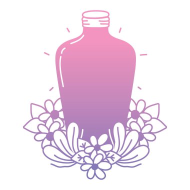 renk siluet vektör çizim çiçek ve yaprakları ile uzun mason kavanoz