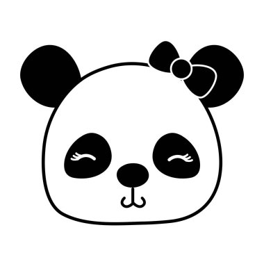 siluet utangaç panda kadın vahşi hayvan vektör çizim kafa