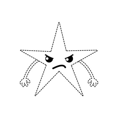 vektör çizim şekli kızgın parlak yıldız kawaii silah ile noktalı