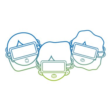 3d gözlük teknoloji nesne vektör çizim ile siluet çocuklar