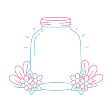 renkli orta mason cam çiçekler ve yapraklar vektör çizim ile