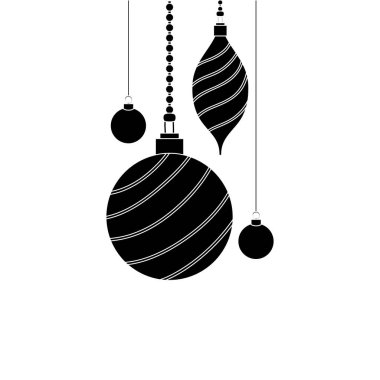 dekorasyon Noel vektör çizim asılı kontur oval ve daire topları
