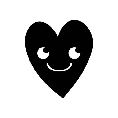 kontur hoş gülümseme kalp kawaii karikatür vektör çizim