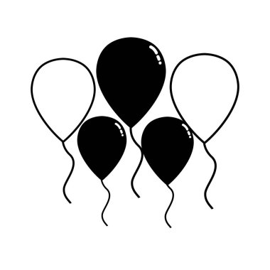 kontur balonlar nesneleri dekorasyon kutlama tasarlamak vektör için