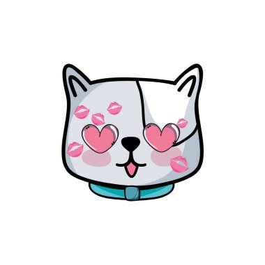 Hayvan evde beslenen hayvan ve yavru tema izole tasarım vektör çizim karikatür kedi