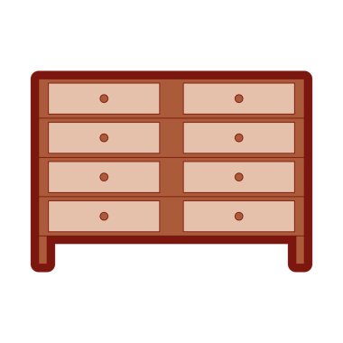 çizgi rengi ahşap Resepsiyon nesnesi ile çekmeceler tasarlamak vektör