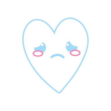 renkli sevimli ağlayan kalp kawaii karikatür vektör çizim