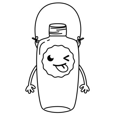 komik mason kavanoza kawaii kolları olan satır ve sapı vektör çizim tel