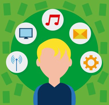 Sosyal medya Kullanıcı karikatür vektör çizim grafik tasarım dostum