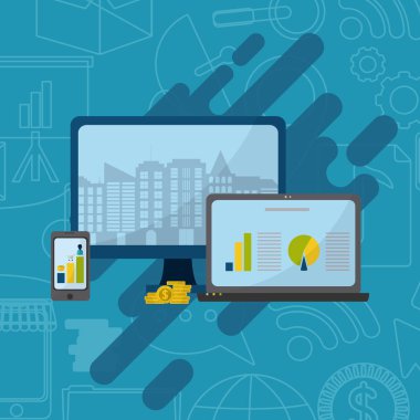 Medya bilgisayar vektör grafik illüstrasyon iş pazarlama