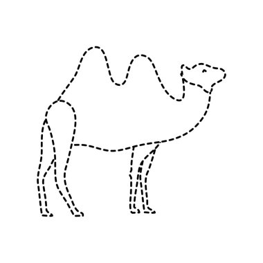 Deve hayvan hayvanat bahçesi ve çöl tema izole tasarım vektör çizim