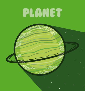 Uranüs milkyway gezegen renkli karikatür vektör çizim grafik tasarım