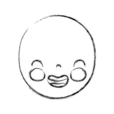 Şekil kawaii şirin gülümsemek yüz ifade vektör çizim