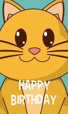 Kedi kutlu olsun şirin kart karikatür vektör çizim grafik tasarım