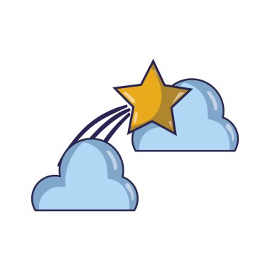 parlak kayan yıldız vektör çizim ile doğal bulutlar