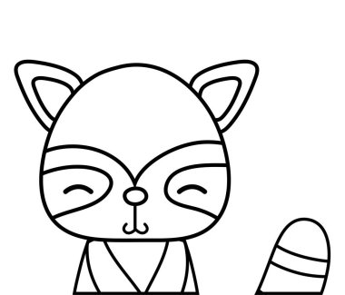 satır çok güzel ve utangaç rakun vahşi hayvan vektör çizim