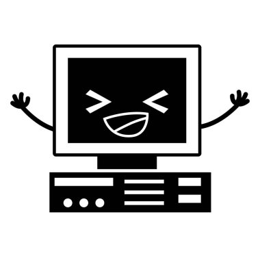 kontur mutlu bilgisayar teknoloji kawaii silah vektör çizim ile