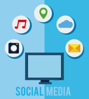 Sosyal medya bilgisayar vektör çizim grafik tasarım