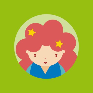 Sevimli kız avatar çizgi film vektör çizim grafik tasarım