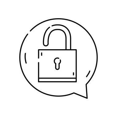 satır asma kilit işareti sohbet kabarcığı güvenlik illüstrasyon vektör