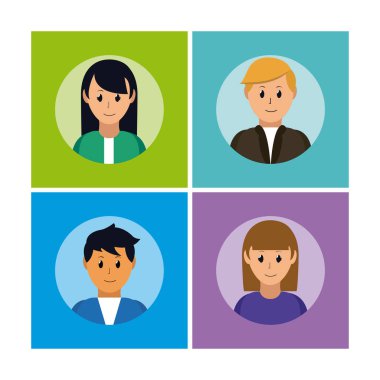 Kartları vektör çizim grafik tasarım kümesi insanlar avatar çizgi film