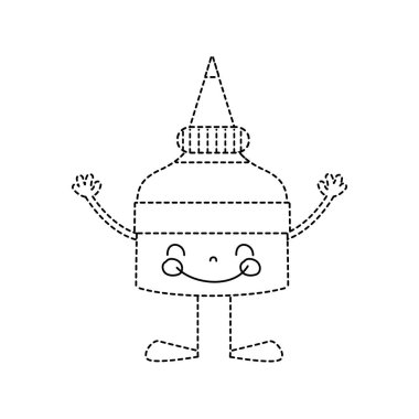 kolları ve bacakları ile noktalı şekil kawaii mutlu tutkal şişe illüstrasyon vektör